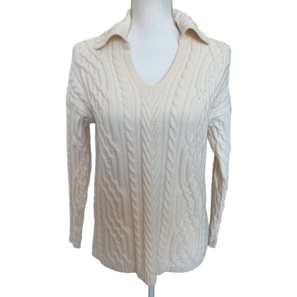 J. Jill cream cable knit pullover sweater Size XS‎ Petite - Picture 1 of 12